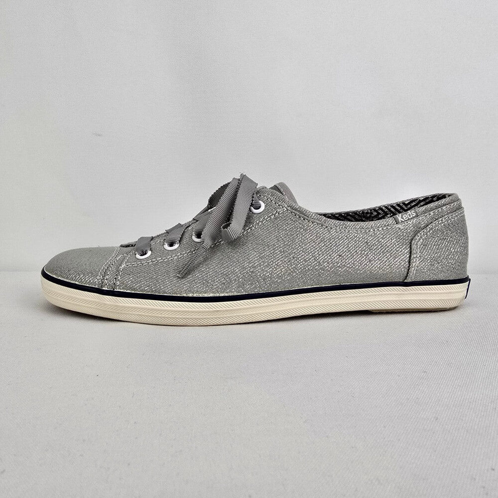 Keds Grey Metallic Lace Up Runners Sneakers Size 8.5